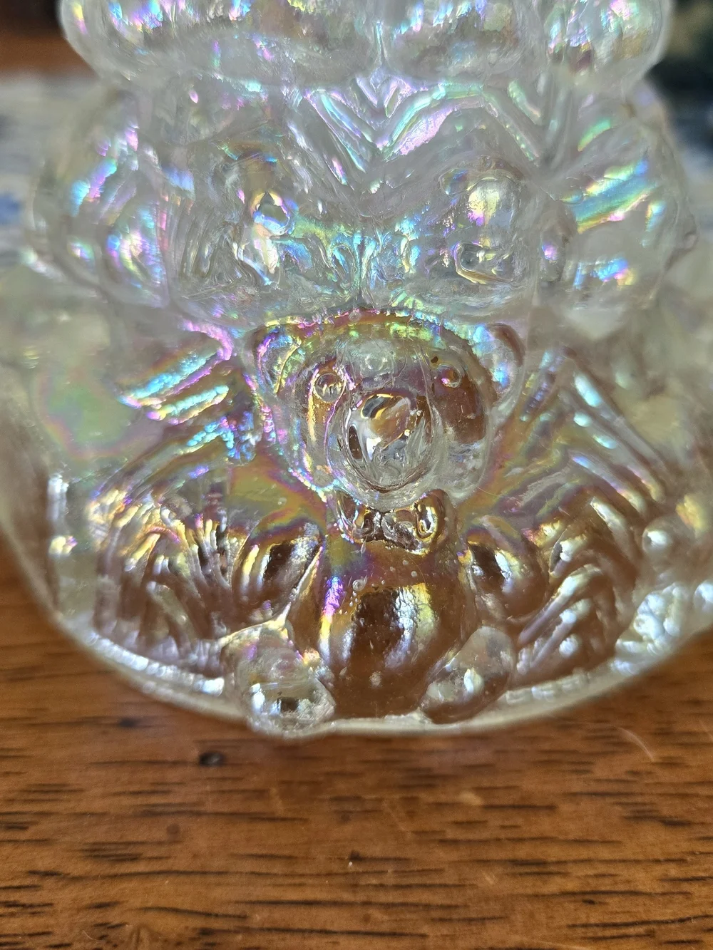 Vintage Iridescent Glass Light-Up Christmas Tree with Bear